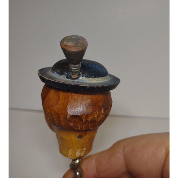 ANRI Hand Carved And Painted Corkscrew Smiling Man Barware Vintage Bar Tool - Picture 7 of 7